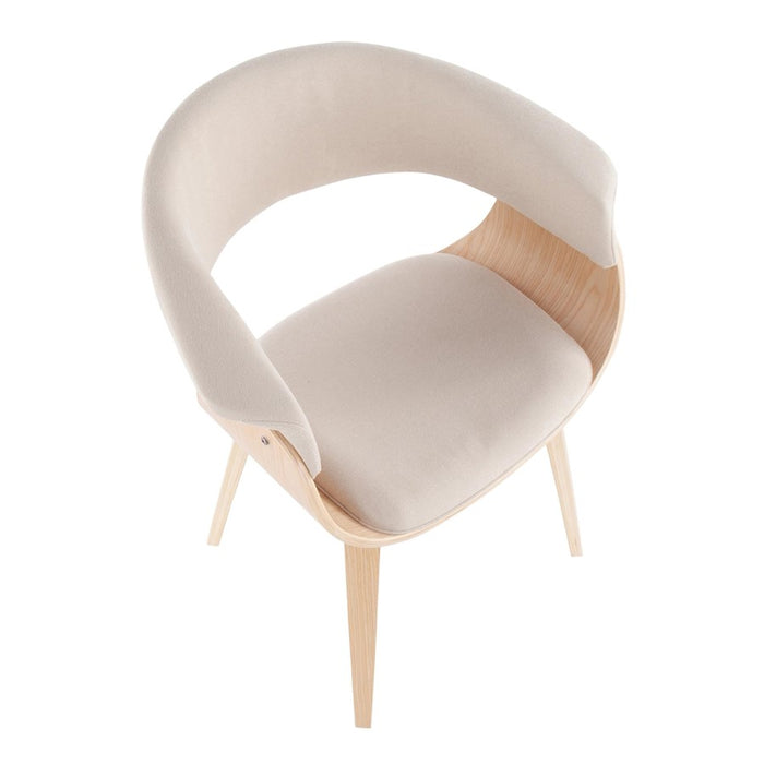 LumiSource Vintage Mod Chair in Natural Wood/Cream Fabric