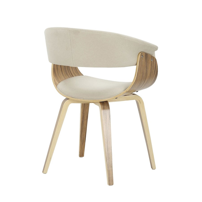 LumiSource Vintage Mod Chair in Zebra Wood/Cream Fabric