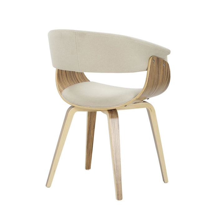 LumiSource Vintage Mod Chair in Zebra Wood/Cream Fabric