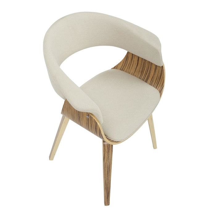 LumiSource Vintage Mod Chair in Zebra Wood/Cream Fabric