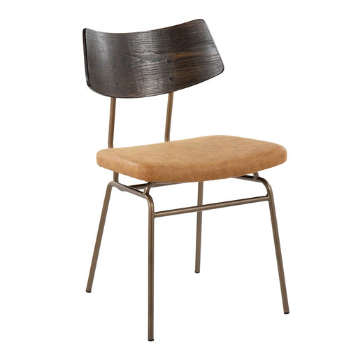LumiSource Walker Chair, Set of 2, Copper/Mustard Yellow/Walnut