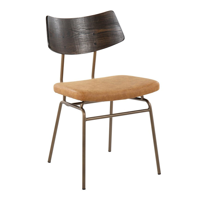 LumiSource Walker Chair, Set of 2, Copper/Mustard Yellow/Walnut
