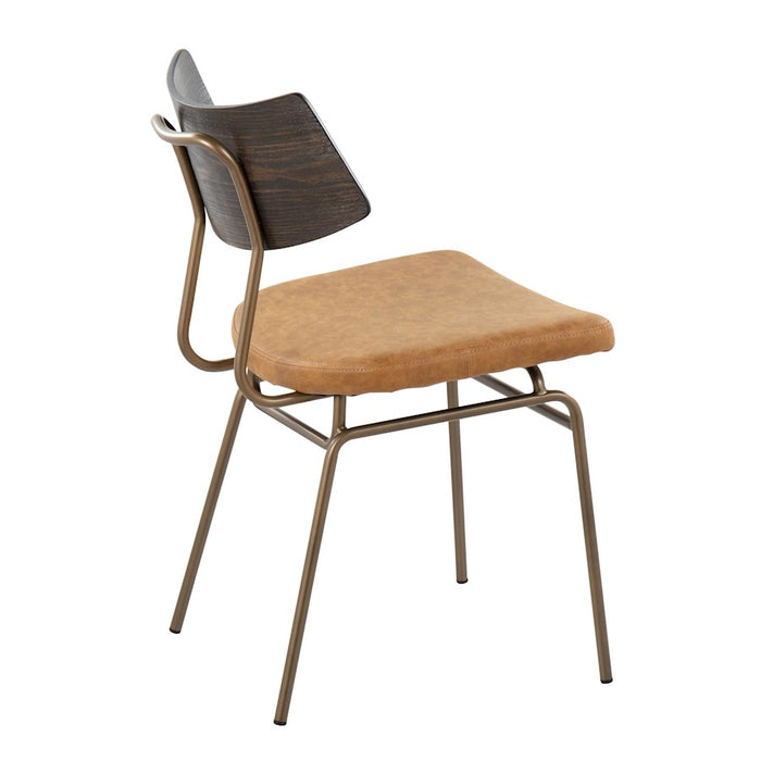 LumiSource Walker Chair, Set of 2, Copper/Mustard Yellow/Walnut
