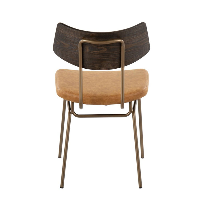 LumiSource Walker Chair, Set of 2, Copper/Mustard Yellow/Walnut