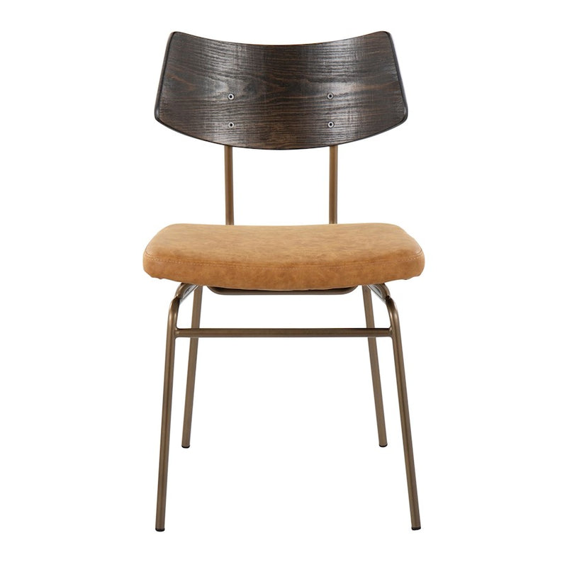 LumiSource Walker Chair, Set of 2, Copper/Mustard Yellow/Walnut