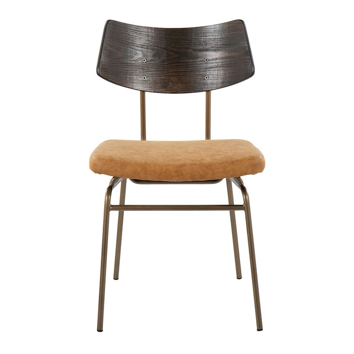 LumiSource Walker Chair, Set of 2, Copper/Mustard Yellow/Walnut