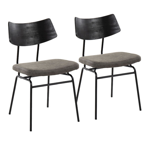 LumiSource Walker Chair, Set of 2, Black/Dark Grey PU/Black - CH-WALKERBKGY2
