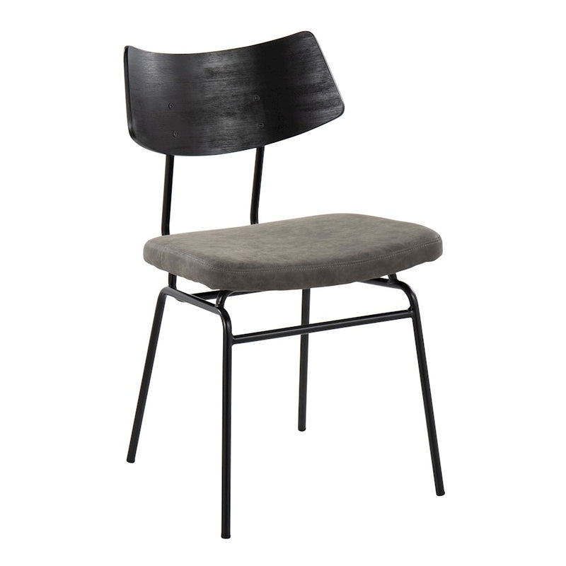 LumiSource Walker Chair Set of 2 | Mid-Century Black Metal & Dark Grey PU | Dining Room & Living Room Seating | 18 x 20 x 31 in | Model CH-WALKERBKGY2