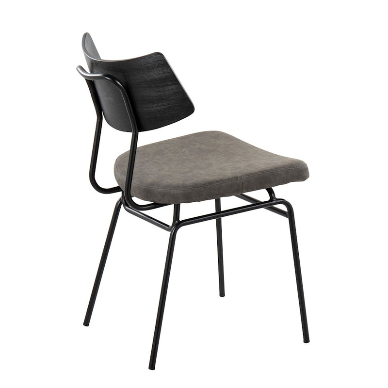 LumiSource Walker Chair, Set of 2, Black/Dark Grey PU/Black