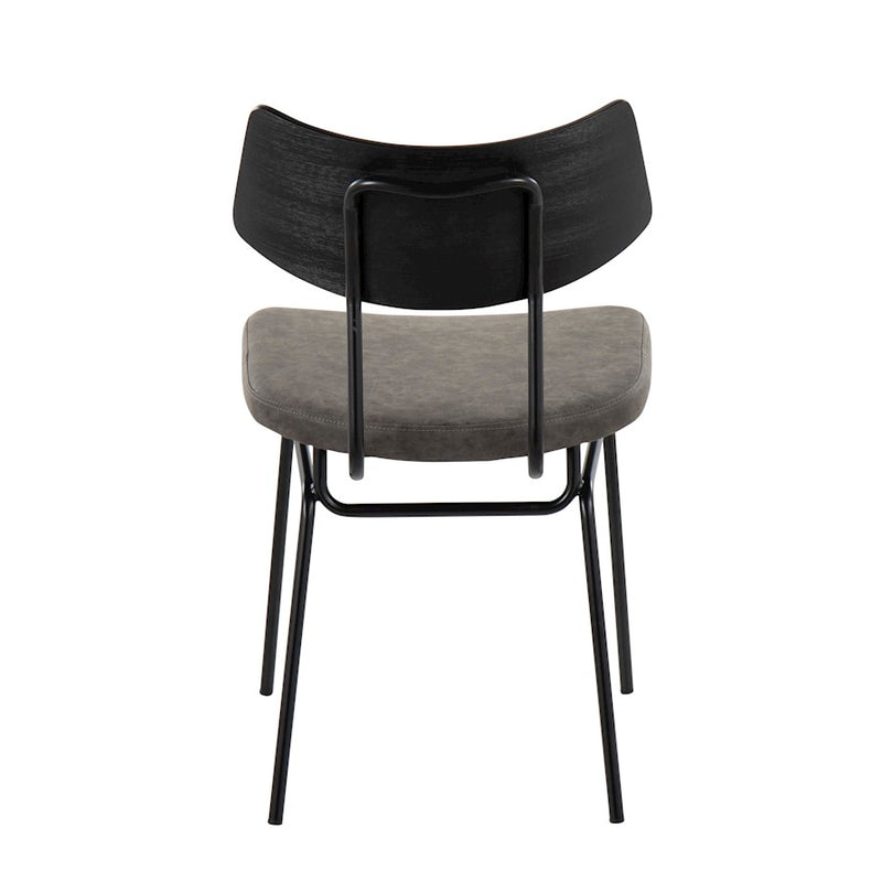 LumiSource Walker Chair Set of 2 | Mid-Century Black Metal & Dark Grey PU | Dining Room & Living Room Seating | 18 x 20 x 31 in | Model CH-WALKERBKGY2