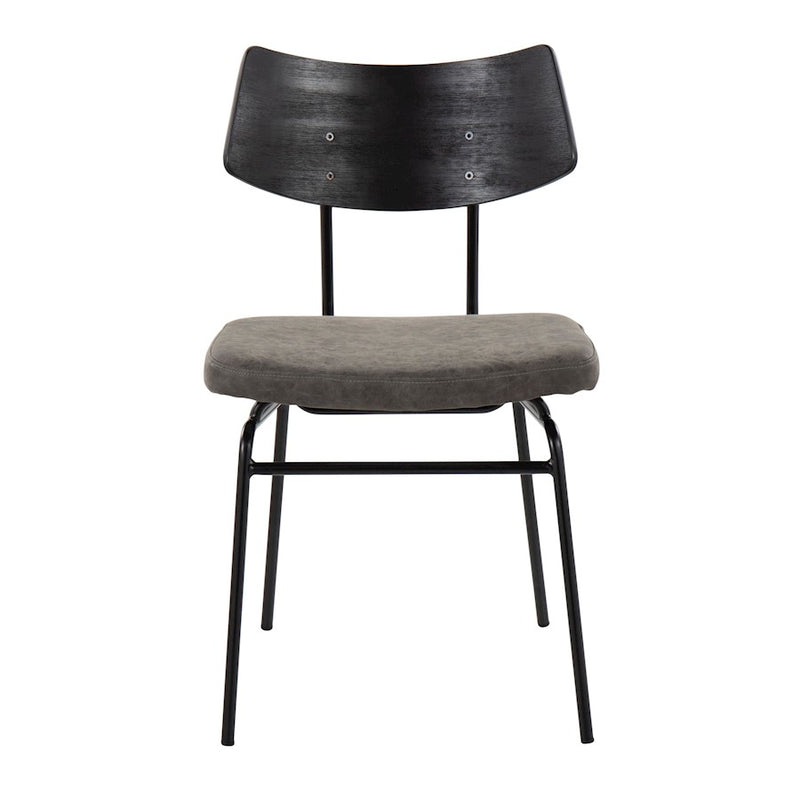 LumiSource Walker Chair Set of 2 | Mid-Century Black Metal & Dark Grey PU | Dining Room & Living Room Seating | 18 x 20 x 31 in | Model CH-WALKERBKGY2
