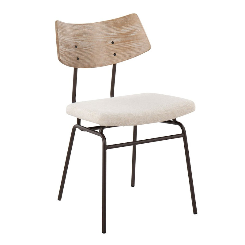LumiSource Walker Chair, Set of 2, Brown/Cream Noise/White Washed
