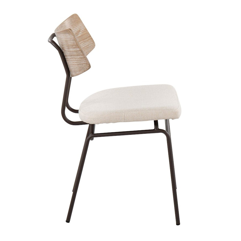 LumiSource Walker Chair, Set of 2, Brown/Cream Noise/White Washed