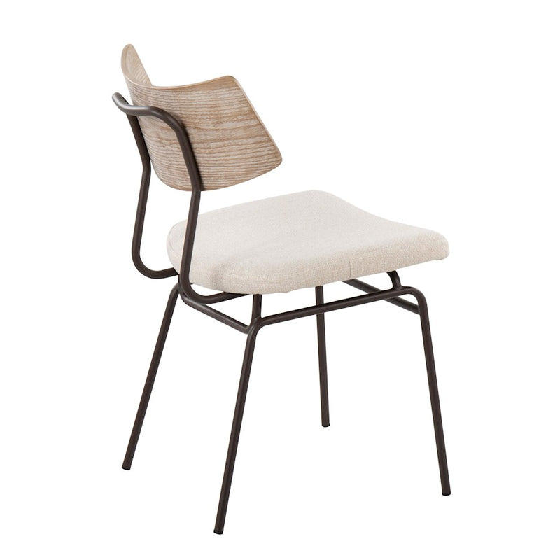 LumiSource Walker Chair Set of 2 | Mid-Century Brown Metal & Cream Fabric | Dining Room & Living Room Seating | 18 x 20 x 31 in | Model CH-WALKERBNCR2