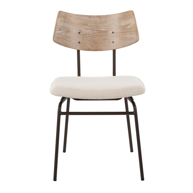 LumiSource Walker Chair Set of 2 | Mid-Century Brown Metal & Cream Fabric | Dining Room & Living Room Seating | 18 x 20 x 31 in | Model CH-WALKERBNCR2
