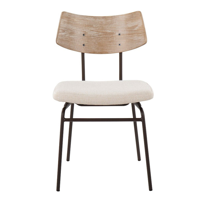 LumiSource Walker Chair, Set of 2, Brown/Cream Noise/White Washed