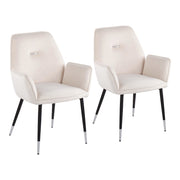 LumiSource Wendy Chair, Set of 2 in Black Metal/Cream Velvet - CH-WENDYBKCR2