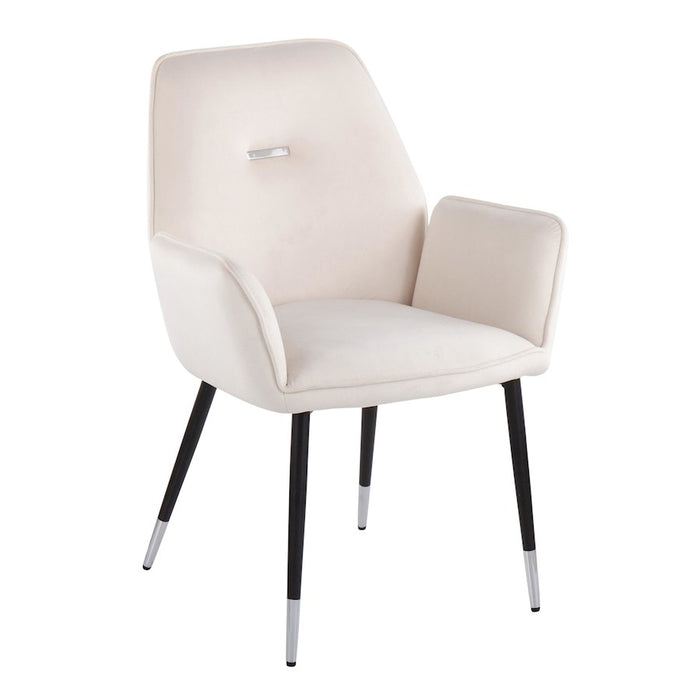 LumiSource Wendy Chair, Set of 2 in Black Metal/Cream Velvet