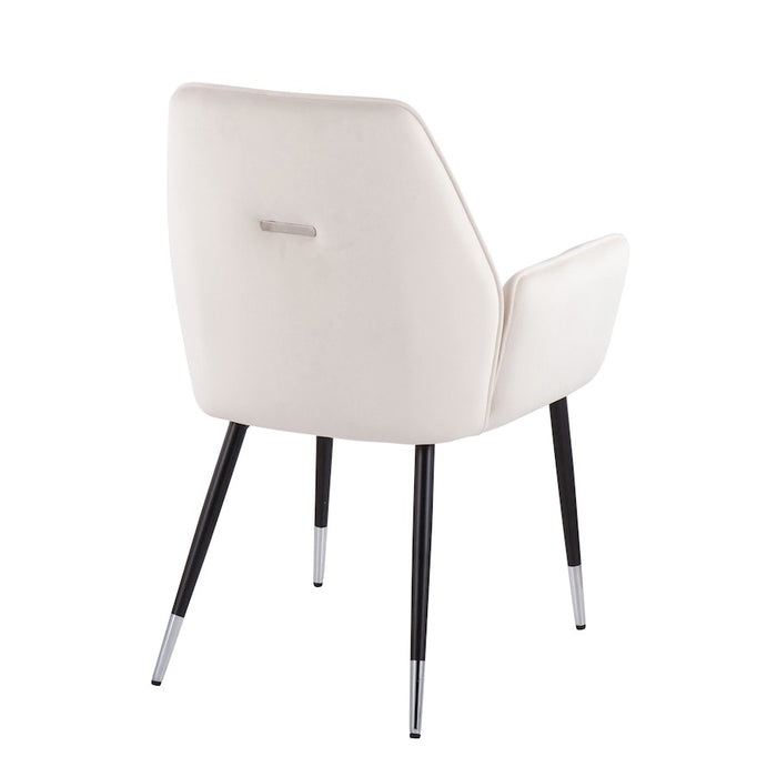 LumiSource Wendy Chair, Set of 2 in Black Metal/Cream Velvet