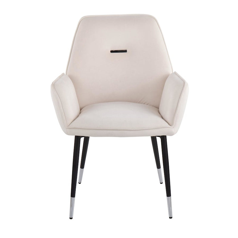 LumiSource Wendy Chair, Set of 2 in Black Metal/Cream Velvet