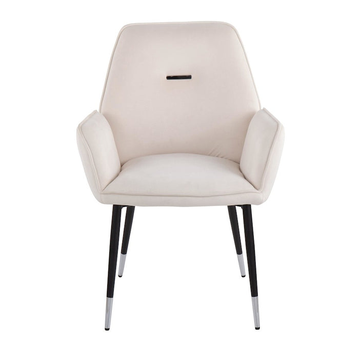 LumiSource Wendy Chair, Set of 2 in Black Metal/Cream Velvet