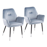 LumiSource Wendy Chair, Set of 2, Black/Light Blue Velvet - CH-WENDYBKVLBU2