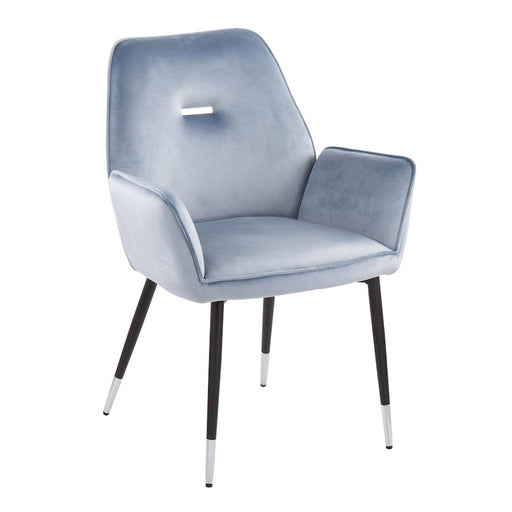 LumiSource Wendy Chair, Set of 2, Black/Light Blue Velvet