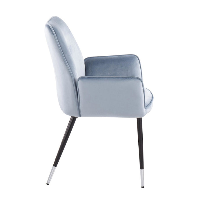 LumiSource Wendy Chair, Set of 2, Black/Light Blue Velvet