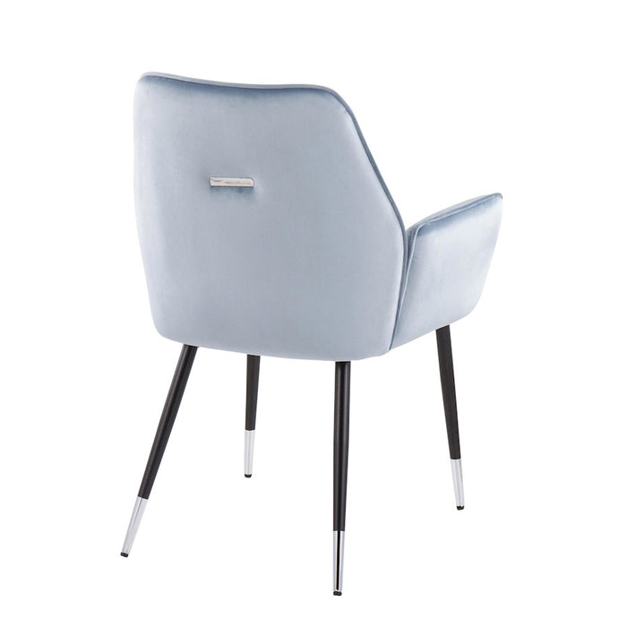 LumiSource Wendy Chair, Set of 2, Black/Light Blue Velvet