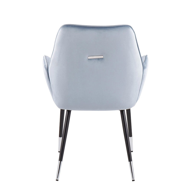 LumiSource Wendy Chair, Set of 2, Black/Light Blue Velvet