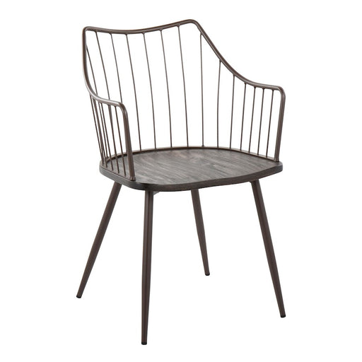 LumiSource Winston Chair in Brown Metal/Dark Walnut Wood - CH-WINSTONBNWL