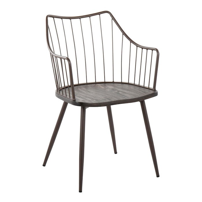LumiSource Winston Chair in Brown Metal/Dark Walnut Wood - CH-WINSTONBNWL
