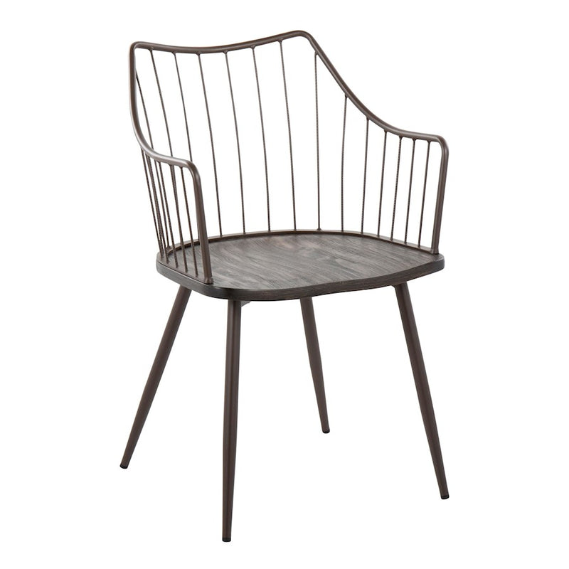 LumiSource Winston Chair | Farmhouse Brown Metal & Dark Walnut Wood | Dining & Living Room Seating | 21 x 20 x 32 in | Model CH-WINSTONBNWL