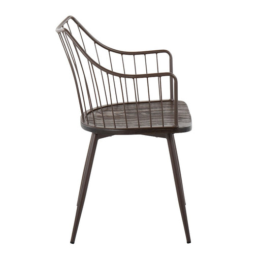 LumiSource Winston Chair in Brown Metal/Dark Walnut Wood