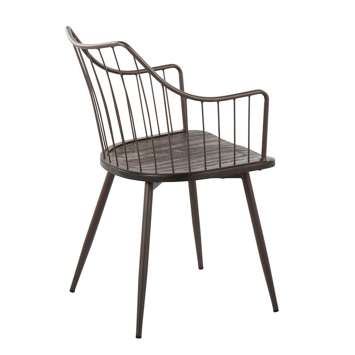 LumiSource Winston Chair in Brown Metal/Dark Walnut Wood