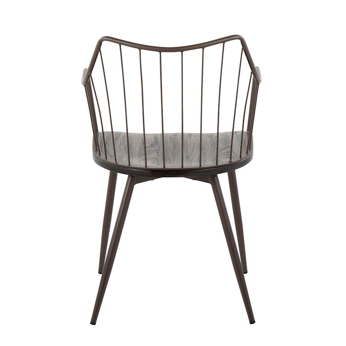 LumiSource Winston Chair in Brown Metal/Dark Walnut Wood