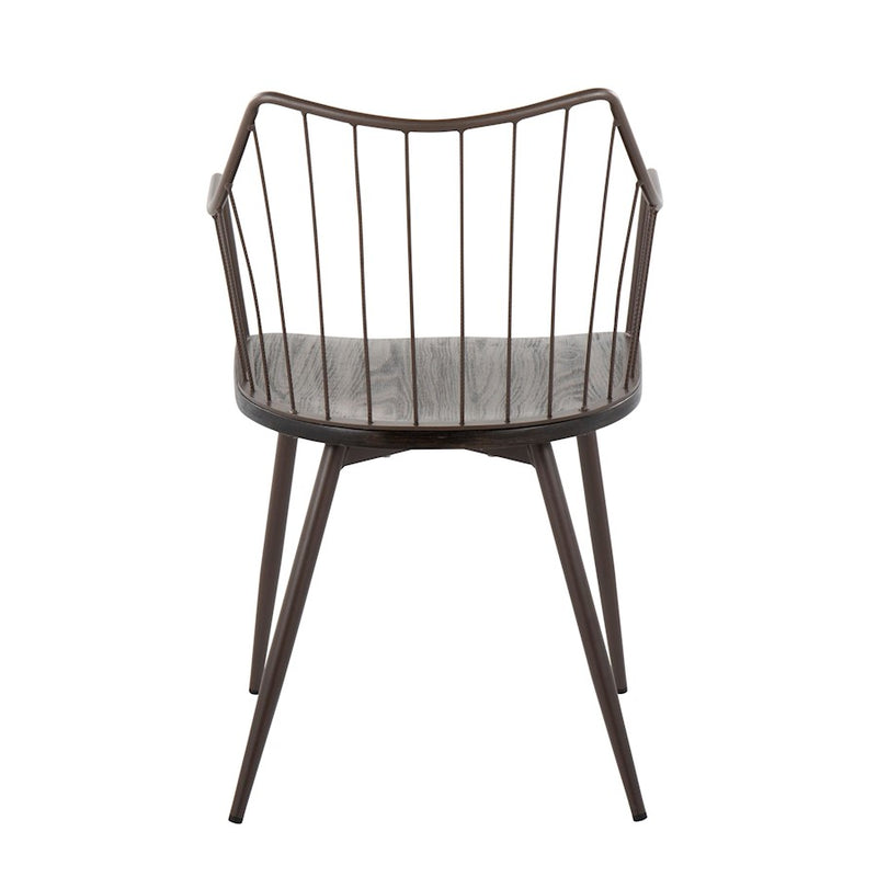 LumiSource Winston Chair | Farmhouse Brown Metal & Dark Walnut Wood | Dining & Living Room Seating | 21 x 20 x 32 in | Model CH-WINSTONBNWL