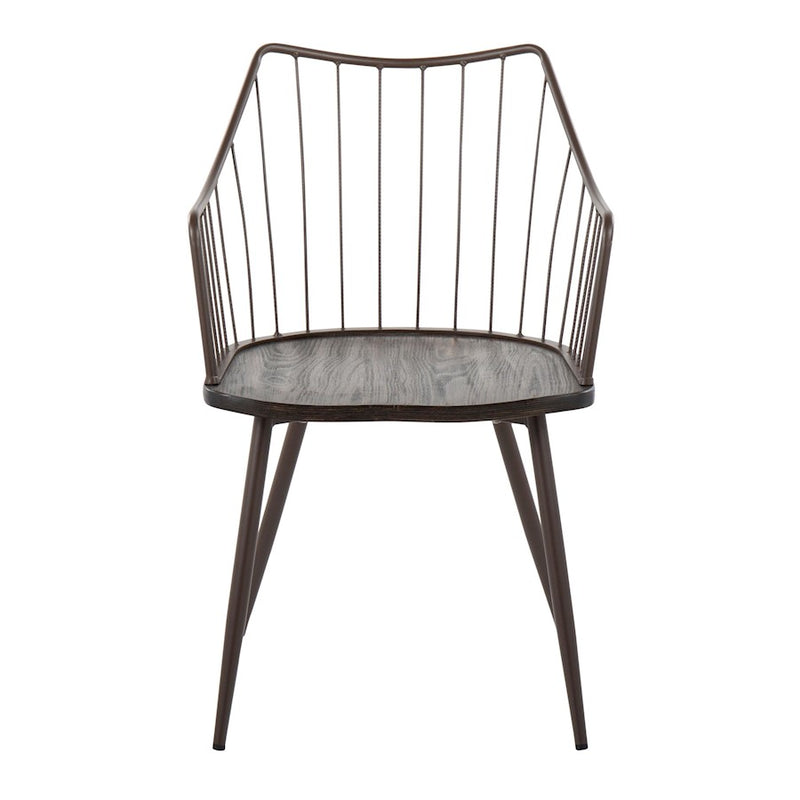 LumiSource Winston Chair | Farmhouse Brown Metal & Dark Walnut Wood | Dining & Living Room Seating | 21 x 20 x 32 in | Model CH-WINSTONBNWL