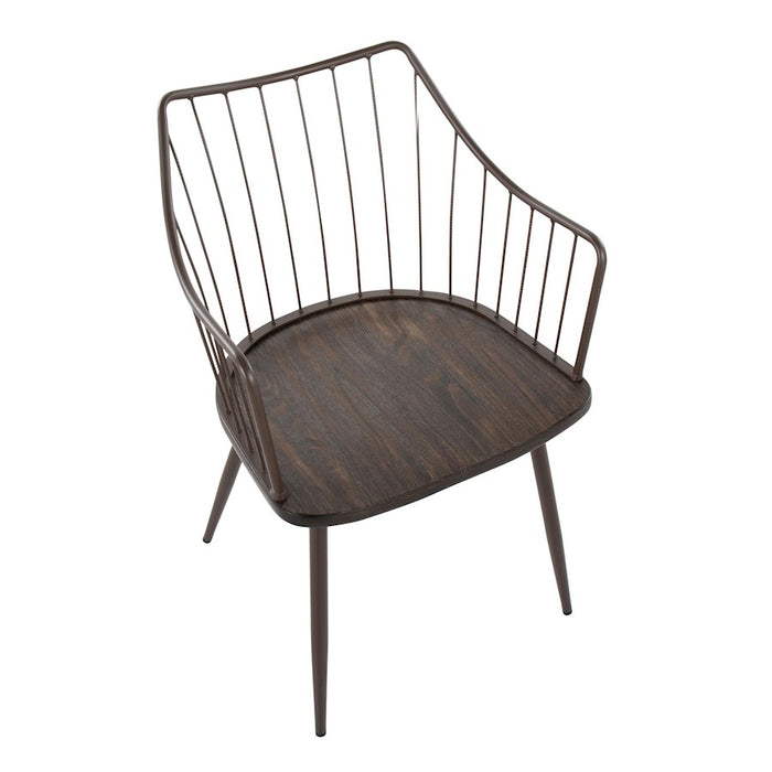LumiSource Winston Chair in Brown Metal/Dark Walnut Wood