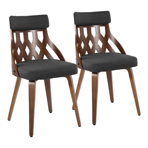LumiSource York Chair, Set of 2 in Walnut Wood/Charcoal Fabric - CH-YORKWLCHAR2