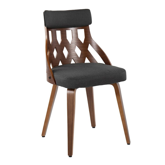 LumiSource York Chair, Set of 2 in Walnut Wood/Charcoal Fabric
