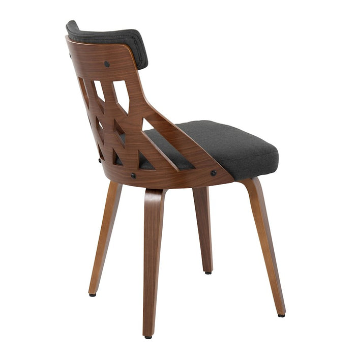 LumiSource York Chair, Set of 2 in Walnut Wood/Charcoal Fabric