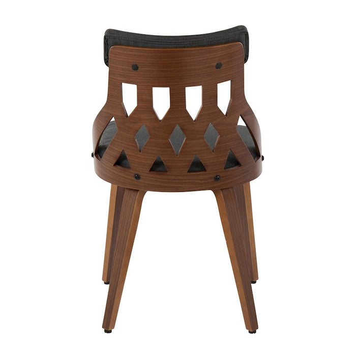 LumiSource York Chair, Set of 2 in Walnut Wood/Charcoal Fabric