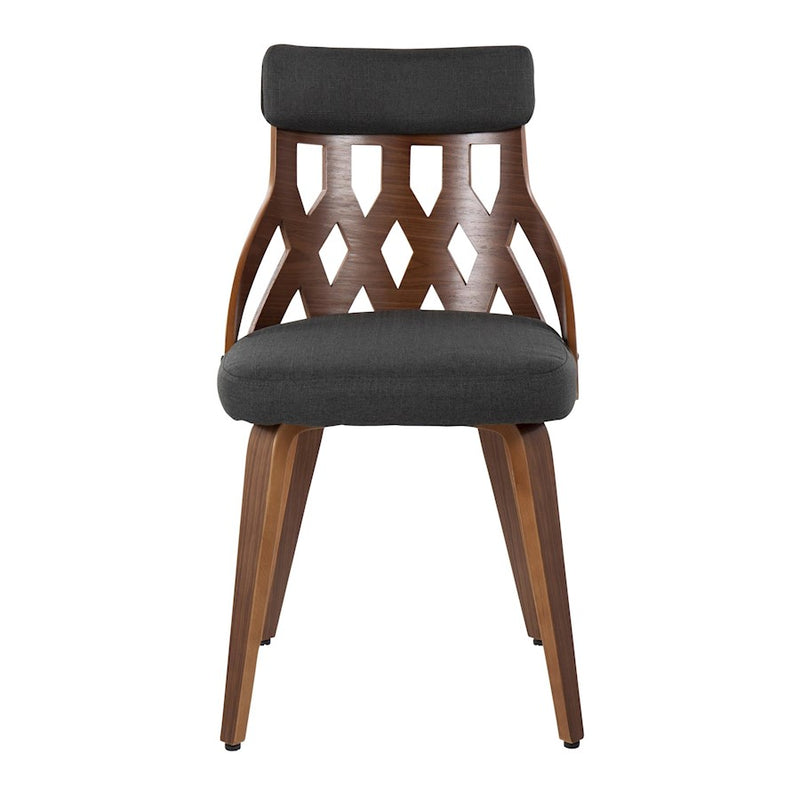 LumiSource York Chair, Set of 2 in Walnut Wood/Charcoal Fabric