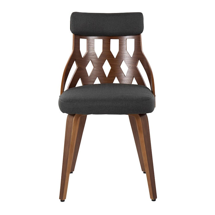 LumiSource York Chair, Set of 2 in Walnut Wood/Charcoal Fabric