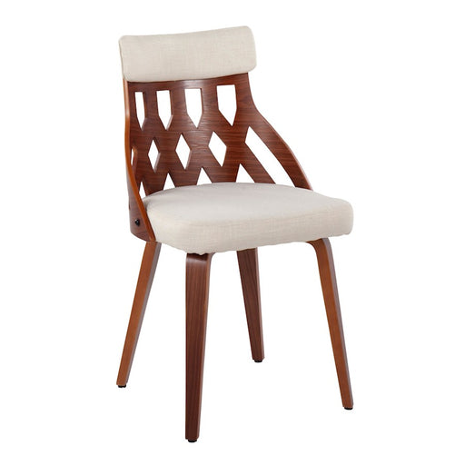 LumiSource York Chair, Set of 2 in Walnut Wood/Cream Fabric