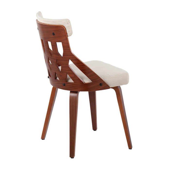 LumiSource York Chair, Set of 2 in Walnut Wood/Cream Fabric