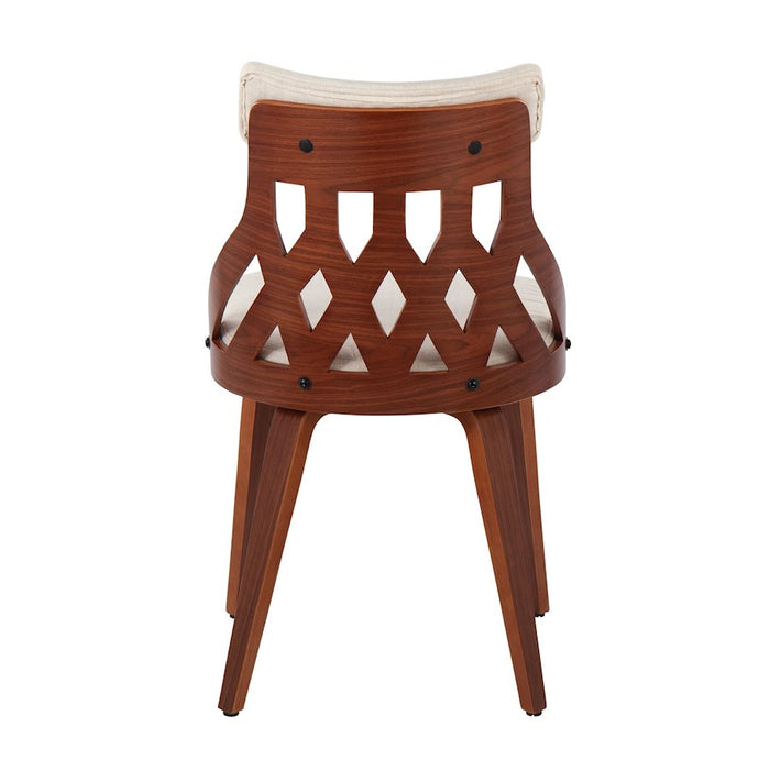 LumiSource York Chair, Set of 2 in Walnut Wood/Cream Fabric