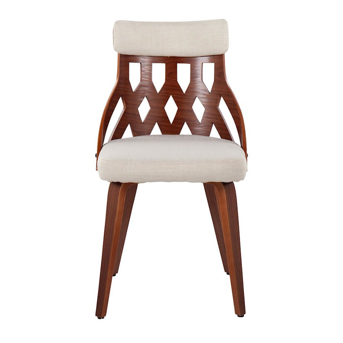 LumiSource York Chair, Set of 2 in Walnut Wood/Cream Fabric