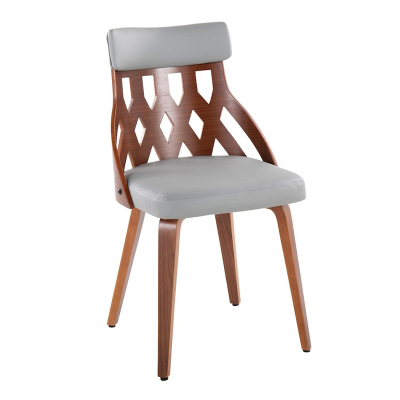 LumiSource York Chair, Set of 2, Walnut Wood/Light Grey PU
